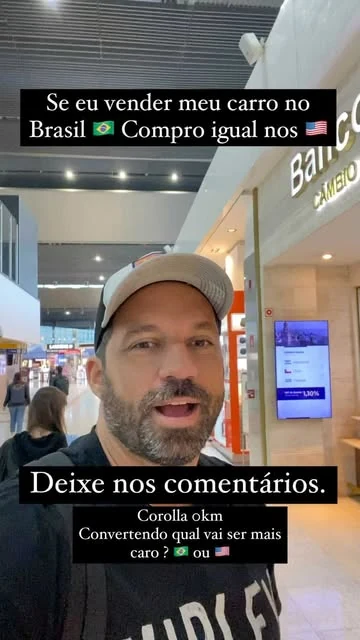 Capa original do Reel de Alex comparando a compra de um Corolla no Brasil e nos Estados Unidos